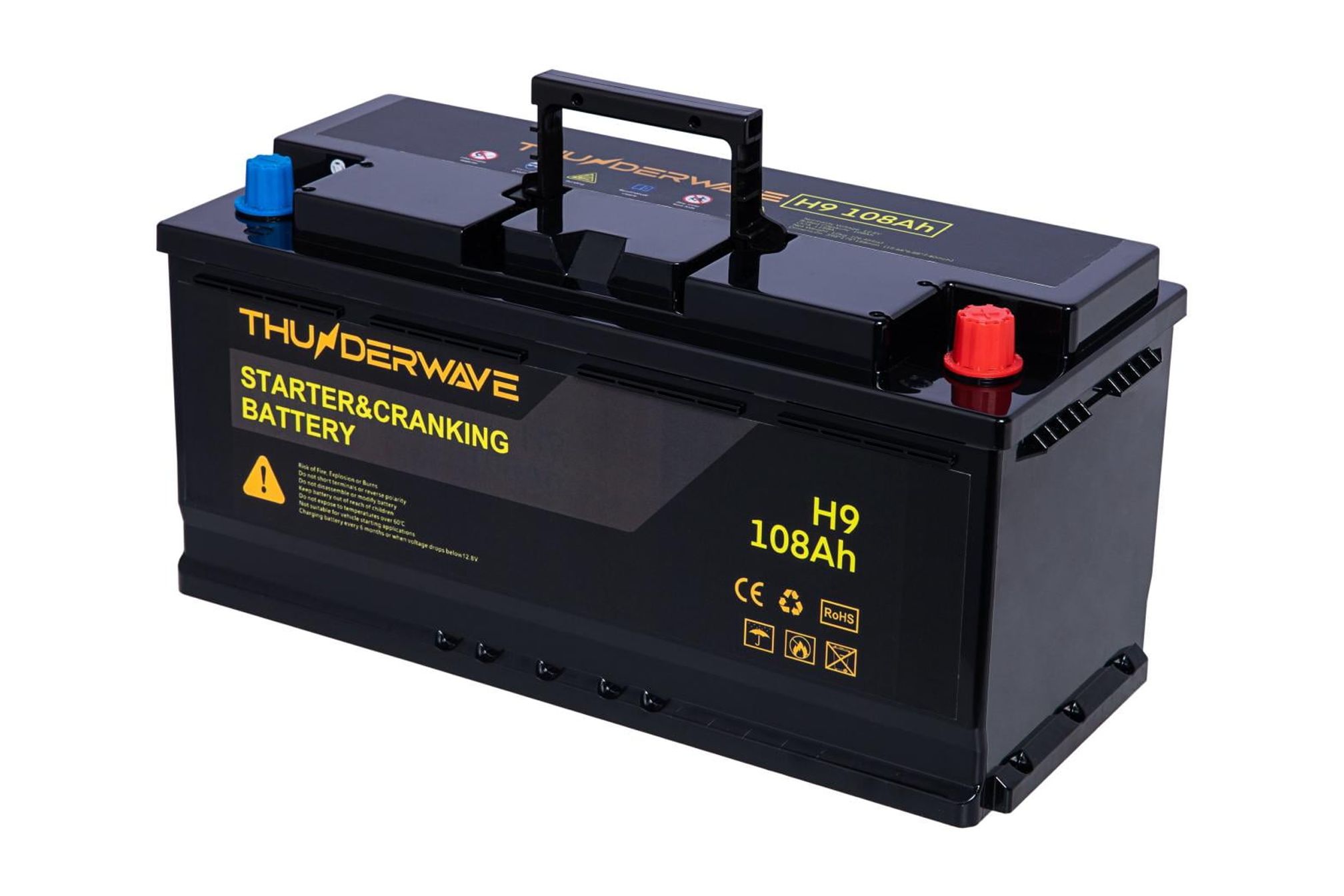 Thunderwave H9 108AH Lithium Battery 12.8 V Vehicle Battery Group 95R, 1188 CCA Top Post for Car