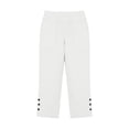 thumbnail image 5 of SAHFX Petite Capris for Women Petite Length Cotton Linen Pants with Pockets Split Button High Elastic Waisted Pants Gym Workout Yoga Shorts Pull on Wide Leg Pants Straight Leg White XXL, 5 of 6