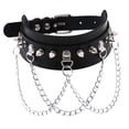 thumbnail image 1 of Gargantilla de Cuero Gótico Jinwen para Mujer Collar de Cadenas de Púas Negro, 1 of 8