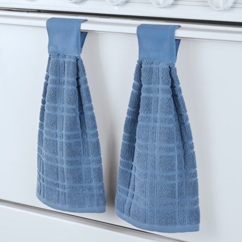 Hanging Tufted Design Kitchen Towels Set Of 2 Blue Walmart Com Walmart Com