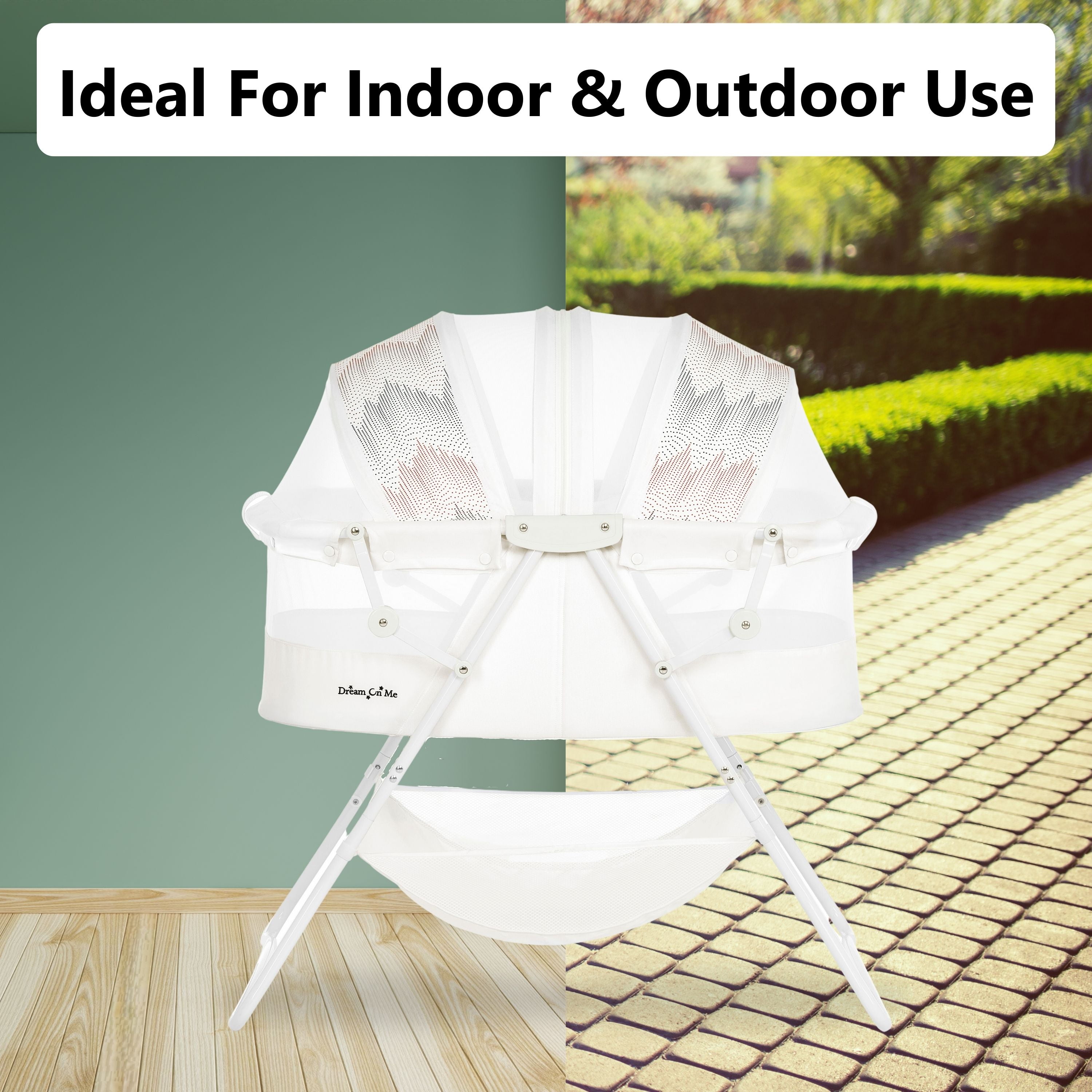Dream On Me Karley Bassinet in Dove White Quick Fold and Easy