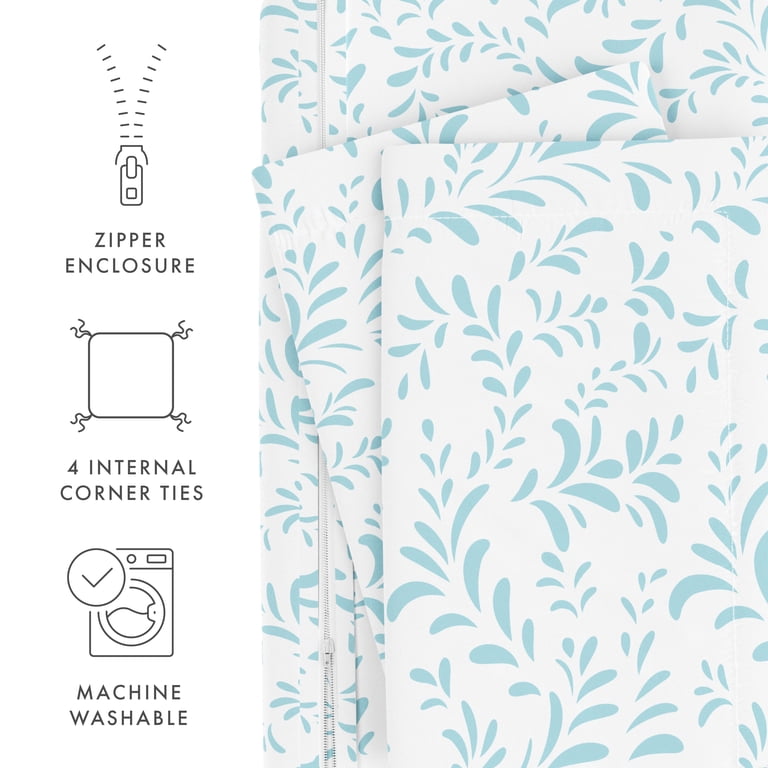 Noble Linens Light Blue Vine Burst 3-Piece Duvet Cover Set - King photo 4