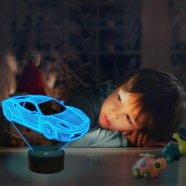 Veilleuse 3D de voiture, lampe d'illusion de voiture de course de