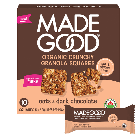 MadeGood Organic Crunchy Granola Squares Oats & Dark Chocolate 5ct