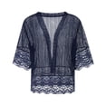 thumbnail image 6 of Coduop Women Open Front Shrug Short Sleeve Lace Patchwork Sheer Bolero Cover Up, 6 of 6