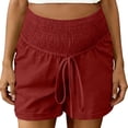thumbnail image 4 of Costeam Womens Maternity Linen Blend Shorts Dual Side Hand Pockets Smocked High Stretch Belly Support Waist Loose Fit Breathable Casual Summer Short Bottoms, 4 of 9