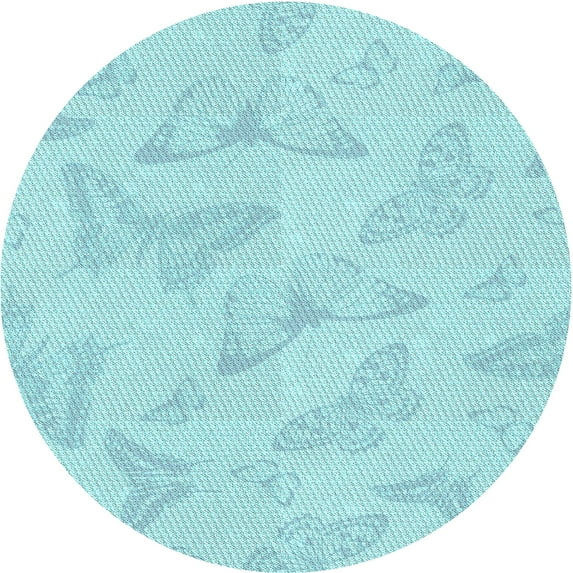 Ahgly Company Machine Washable Indoor Round Transitional Medium Turquoise Green Area Rugs, 8' Round