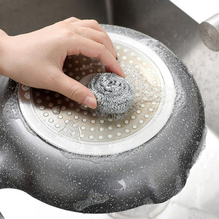 Stainless Steel Wool Scrubber with Handle Heavy Duty Pot Scrubbers for  Kitchen Dish Scrubber Cleaning Brush for Pots Pans Grills Sink