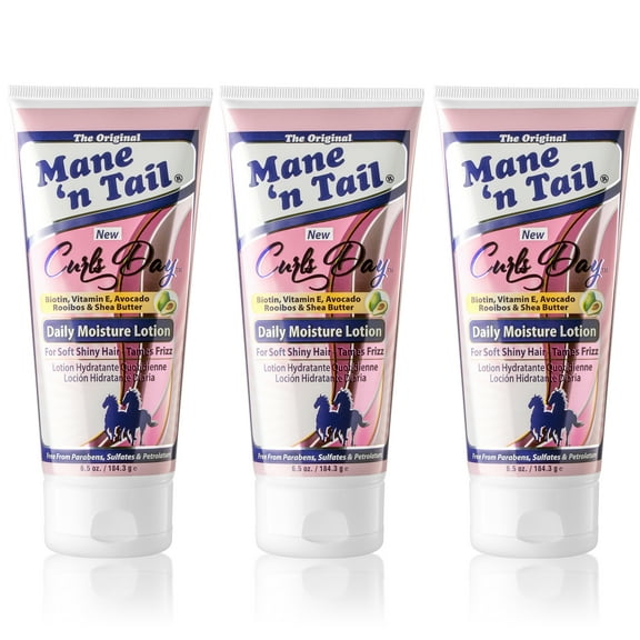 Mane 'n Tail Daily Moisture Lotion (3 Pack) with Biotin, Vitamin E, Avocado, Rooibos & Shea Butter – Tames Frizz & Adds Shine (6.5 Oz Each)