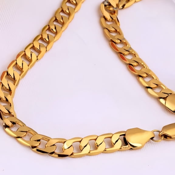 10k Real Gold Polished Solid Necklace for Men, Real Solid Yellow Gold Chain, 5mm and 30" Inches Italian