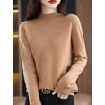 thumbnail image 1 of Suéter de cuello alto medio para mujer, suéter de cachemira suelto de punto de otoño e invierno de pura lana, 1 of 6