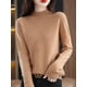 thumbnail image 1 of Suéter de cuello alto medio para mujer, suéter de cachemira suelto de punto de otoño e invierno de pura lana, 1 of 6