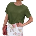 thumbnail image 2 of Summer Short Sleeve Solid Color Casual Women Leisure Basic T Shirt, 2 of 5