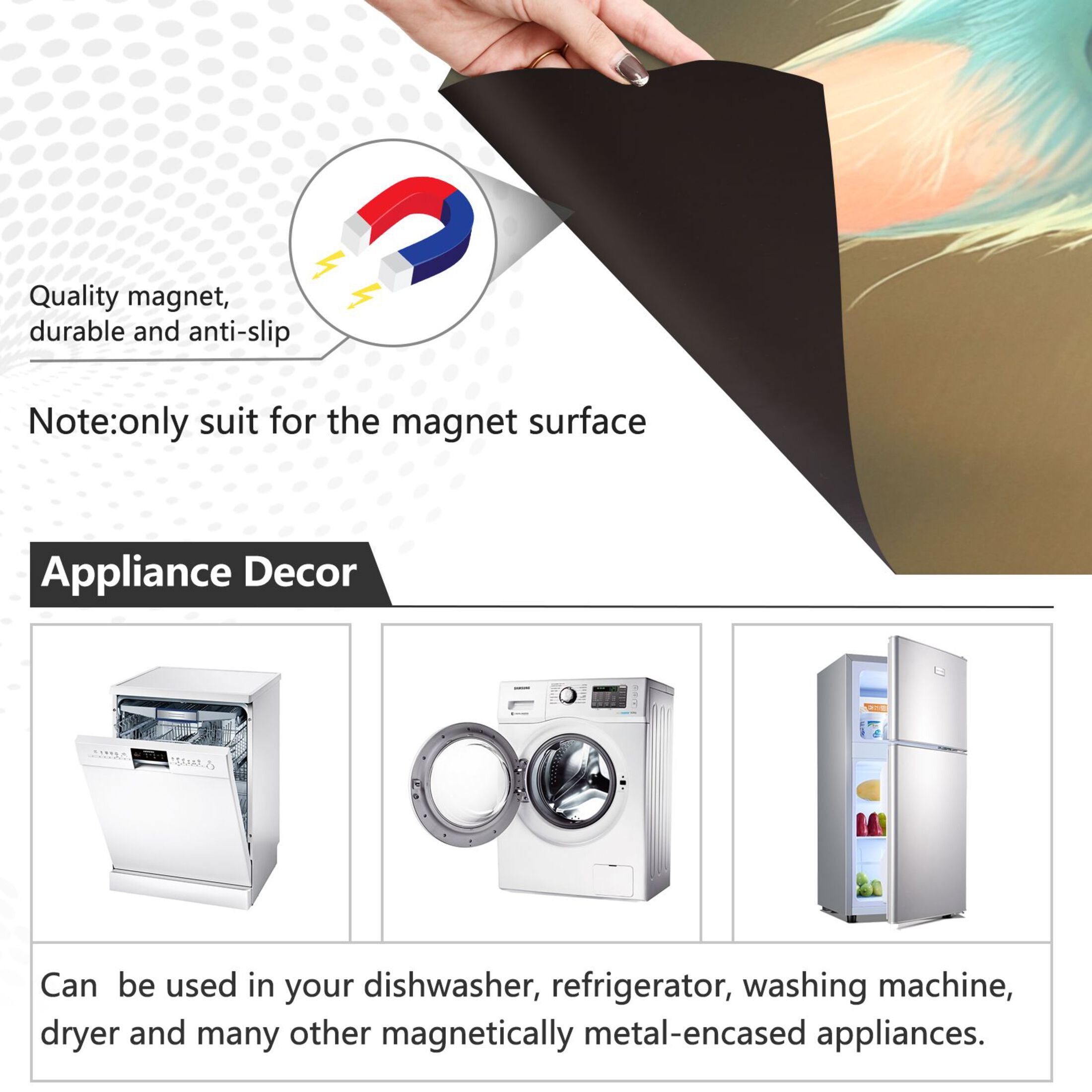 Dishwasher Magnetic Sticker 23x26 Inch Refrigerator Magnetic Sticker Washing Machine Magnetic Sticker Kitchen Panel Magnetic Sticker Home Decor Adorable Blue Cat