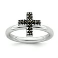 thumbnail image 1 of 925 Sterling Silver Marcasite Cross Stackable Ring Religious Gemstone, 1 of 7