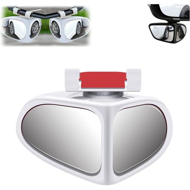 HD Car Blind Spot Elimination Mirror,New Car Side Mirror Blindspot, 360° Rotatable Adjustable Rain/Fog Resistant Rear View, Wide-Angle Dual-View Auxiliary Side Blind Spot Mirrors (White, Right+Left)