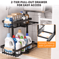 thumbnail image 2 of TAIMASI 2 Pack Under Sink Organizers and Storage, 2-Tier Pull Out Cabinet Organizer with Sliding Drawer, Adjustable Height Metal Bathroom Sink Organizer for Kitchen Pantry Closet, Black, 2 of 9
