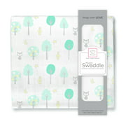 Swaddledesigns Cotton Muslin Swaddle Blanket, Green Woodland