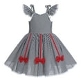 thumbnail image 3 of IBTOM CASTLE Kids Baby Girls Christmas Party Dress Women Xmas Red Plaid Tutu Dress with Hooded Cloak Cape Family Matching Fancy Dress up Costume 3-4 Years Black + White Strapless, 3 of 8