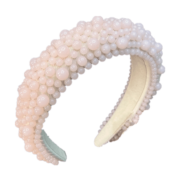 Diademas acolchadas con perlas para mujer, diademas anchas con cuentas acrílicas, aros para el pelo barrocos, accesorios para el cabello hechos a mano para niñas