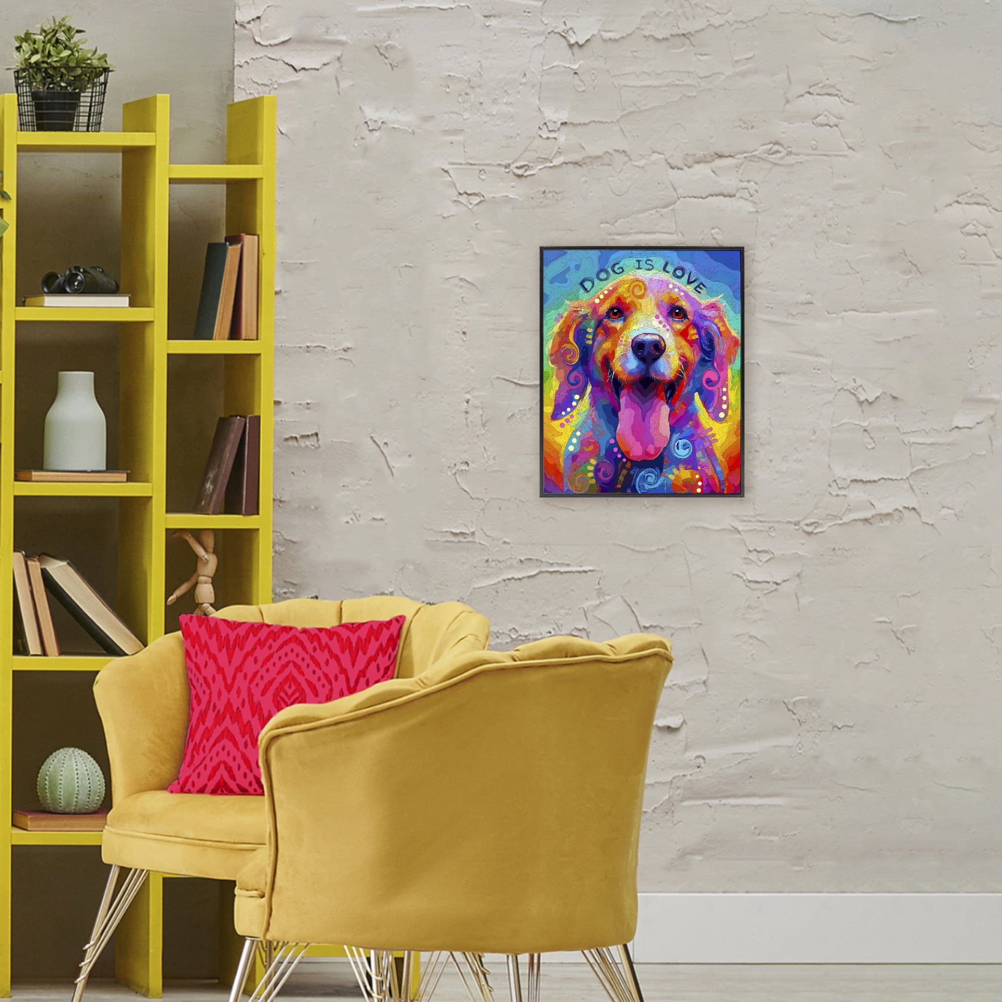 Dog Is Love Swirled Pattern Black Framed Giclee Art, design by Dean Russo- Evolution Collection