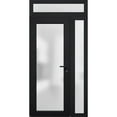 thumbnail image 2 of Front Exterior Prehung Metal-Plastic Door Frosted Glass / Manux 8102 Matte Black / Side and Top Window / Office Commercial and Residential Doors Entrance Patio Garage 42" x 94" Left-hand Inswing, 2 of 5