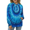 thumbnail image 4 of Blue Spiral Tie-dye Pattern 3D Print Hoodie Men Women Autumn Thin Pullover Sweatshirt Vintage Streetwear Tops, 4 of 6