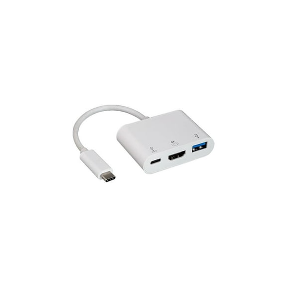 Nippon Labs USB 3.1 Type-C to USB 3.0 Type-A / HDMI / Type-C Hub, Supports 4K x 2K @ 30Hz, White Charging Adapter (30UC-CHMU3C)