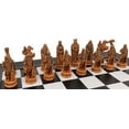 thumbnail image 5 of Antique White  Brown Norse Viking Chess Set 18" Black White Faux Leather Board, 5 of 6