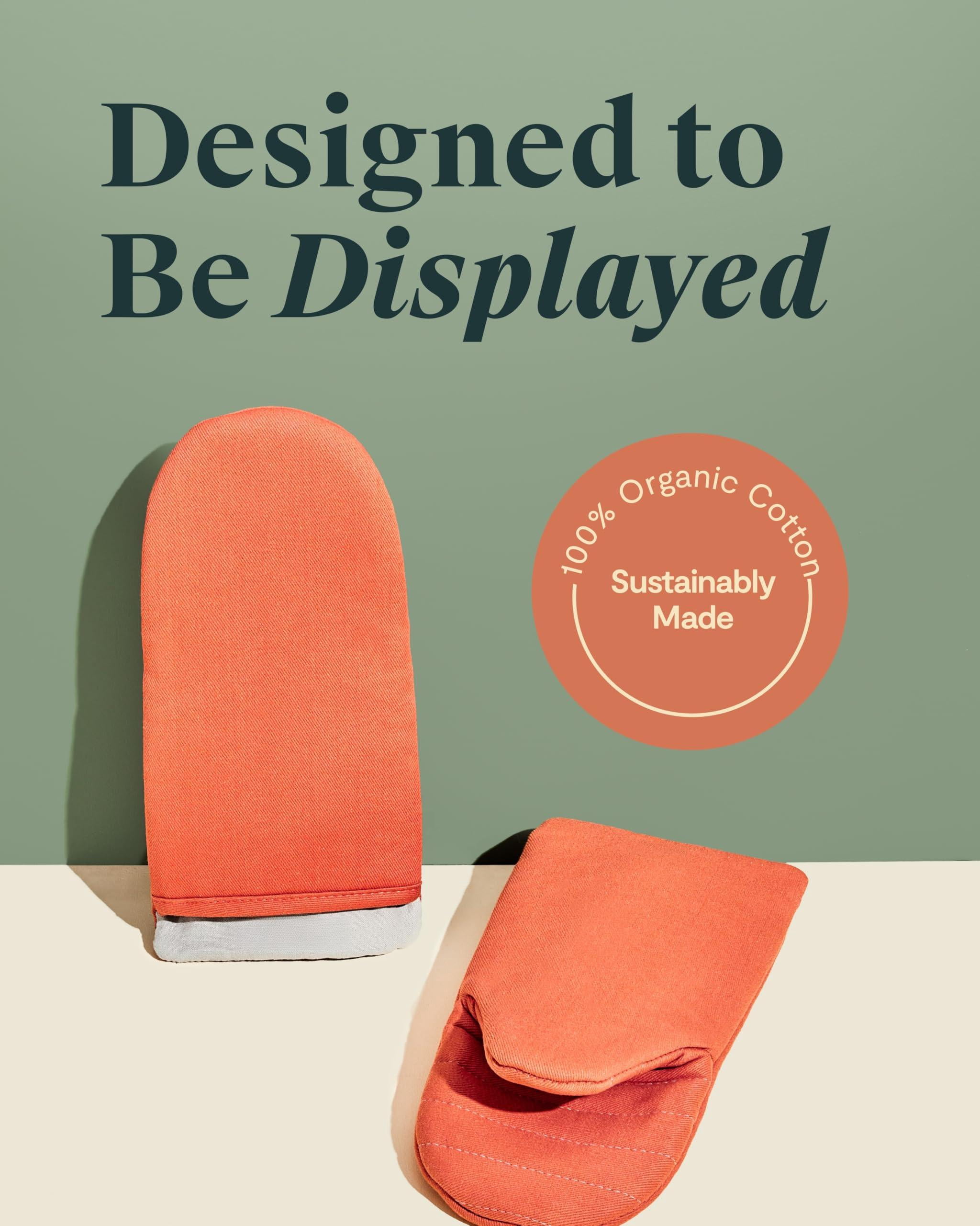 Oven Mitts Cotton Double-layer Stain-resistant Stitching Safe Handling Hot Kitchenware Set 2 Perracotta