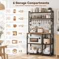 Rustic Brown 34.7 Inch Baker's Rack with Microwave Stand and Storage ...