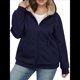 thumbnail image 1 of Sudadera con Capucha de Invierno de Larga con Cremallera para Mujer, Informal, Cálida y Acogedora, con Forro , para Otoño. Azul Marino XXL, 1 of 7