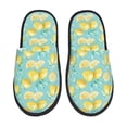 thumbnail image 2 of KLL Yellow Lemon Slippers for Women Men House Slip on Indoor Outdoor Bedroom Furry Fleece Lined Ladies Comfy Anti-Skid Rubber Hard Sole-Large, 2 of 8