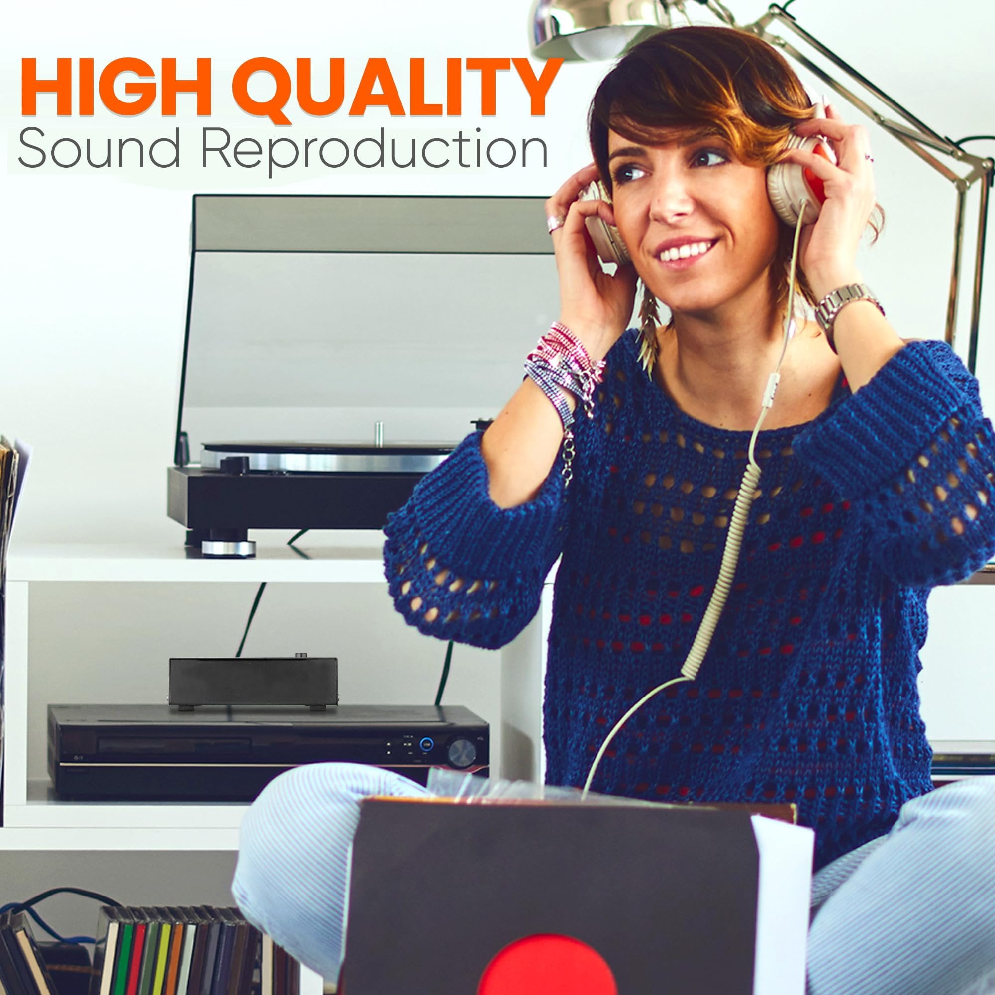 Phono Turntable Preamp, Mini Electronic Audio Stereo Phonograph Preamplifier with RCA Input, RCA Output And Low Noise Operation, Powered by 12 Volt DC Adapter, Improves Sound Performance