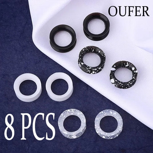 8PCS Silicone Ear Gauges ULTRA THIN SKINS TUNNELS 4-25mm Soft Ear Plug Expander