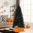 thumbnail image 4 of Patiojoy 6 FT Artificial Halloween Tree Pre-lit Black Christmas Tree w/ Bendable Top 726 Branch Tips 260 Warm White LED Lights, 4 of 9
