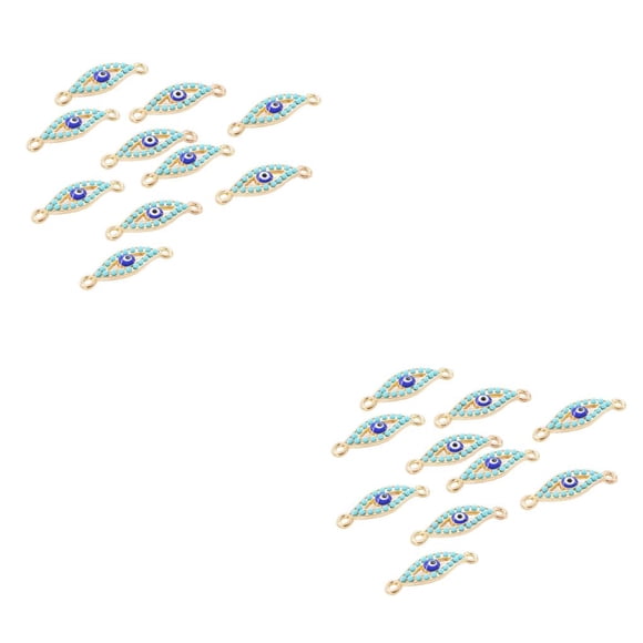 Maoww 10 Pieces Blue Eye Finding Shinny Polished Rhinestone Hook Connector Smooth Hanging Pendant Necklace Bracelets kc Blue kc Blue 2Set