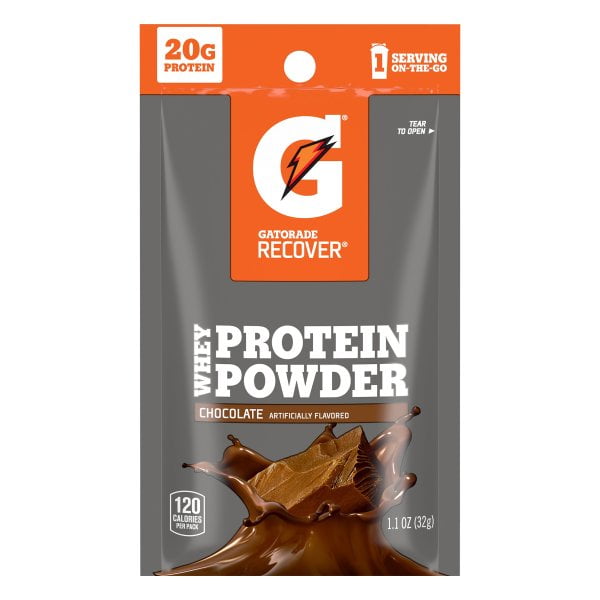 Gatorade Recover Whey Protein Powder Chocolate 1.1 Ounce Plastic Bag