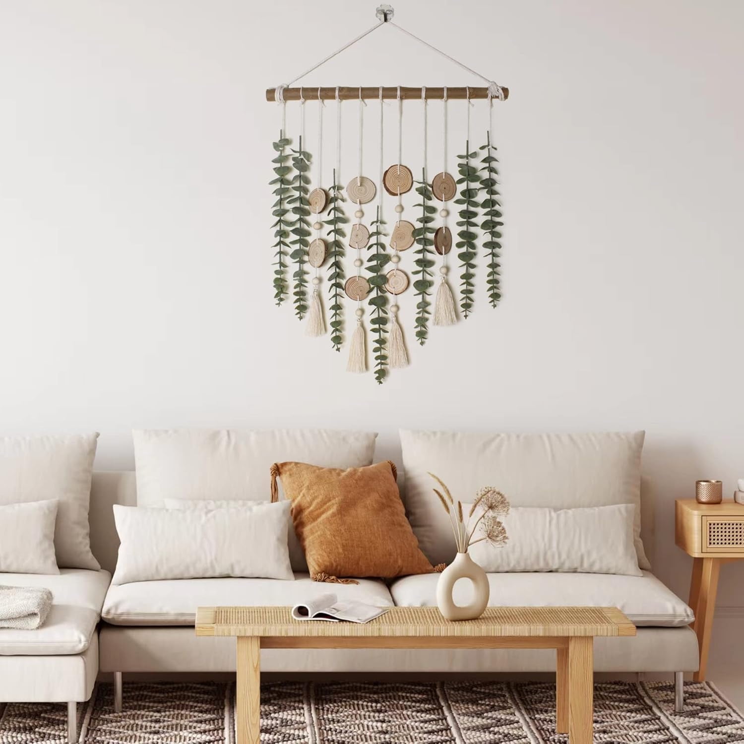 Topboutique Artificial Eucalyptus Wall Decor,Fake Greenery Leaves Wall Hanging Plant,Simulated Greenery Leaves Stems,Boho Rustic Farmhouse Decor for Living Room Bedroom Office and Party Decor,1 Pc