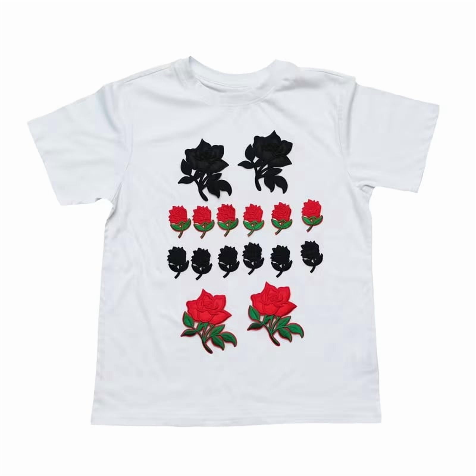 6 Pieces Black Rose Embroidery Hot Melt Adhesive Patches for Bags, Clothes, Hats, and Shoes - Decorative Iron-On Patches