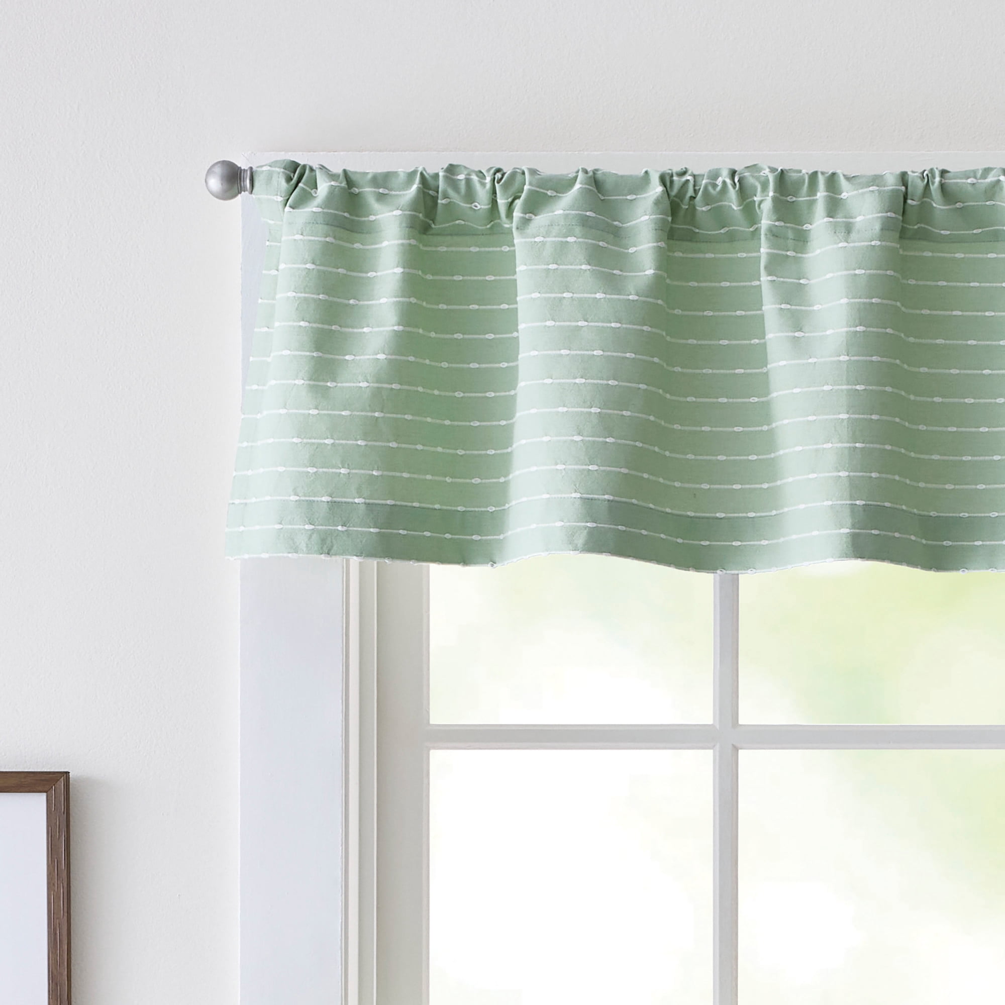 Curtainworks Bridge Street Valance Sage, 1 Piece, Indoor, Pole Top, 58," x 14", Adult