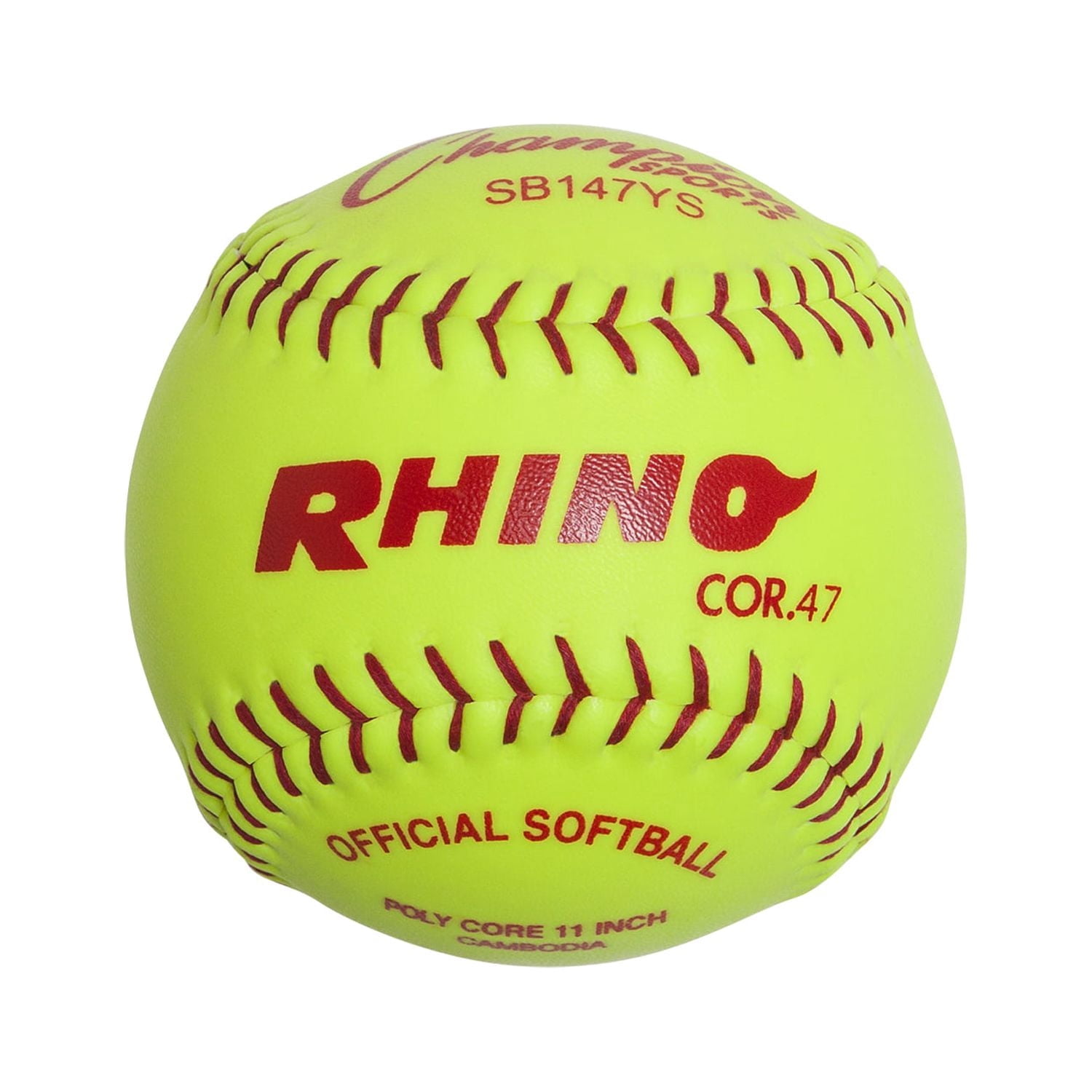 Champion Sports 11" Syntex Leather Cover Softballs - Poly Core - Medium Compression - NFHS Approved - Raised Seams - Optic Yellow - Pack of 12