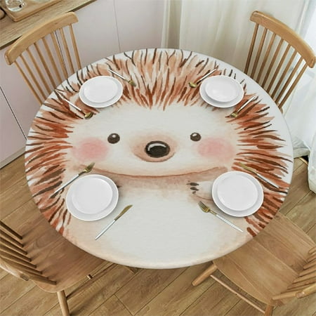 

HYKY Lovely Hedgehogs and Autumn Leaves and Flowers Round Table Cover 100% Polyester Fiber 31 -35