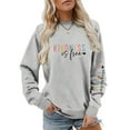 thumbnail image 2 of XIAOCHA Womens Sweatshirts Trendy Colorful Letter Print Crewneck Pullover Tops Drop Shoulder Long Sleeves Loose Fit Oversize Sweatshirts, 2 of 4