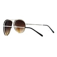 thumbnail image 3 of Oversized Round Pilot Sunglasses Metal Spring Hinge Silver, Blue Mirror Lens, 3 of 6