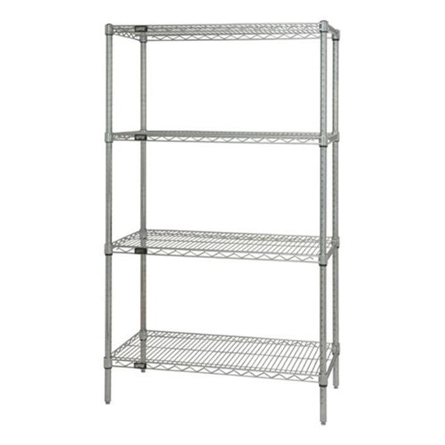 Trousse de Départ d'Étagères Grillagées Chromées à 4 Tablettes - 24 x 30 x 63 Po