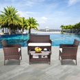 thumbnail image 4 of Costway 4pcs Patio Rattan Furniture Set Table Shelf Sofa Outdoor Garden W/ Beige Cushion, 4 of 9