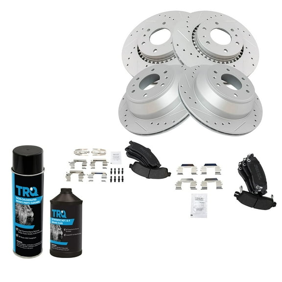 TRQ Front & Rear Performance Rotor & Semi-Metallic Brake Pad Kit w/Chemicals BKA17894 Fits select: 2002-2005 CHEVROLET TRAILBLAZER, 2002-2005 GMC ENVOY