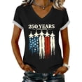 thumbnail image 3 of KDDYLITQ Womens United States 250th Anniversary Tshirt July 4th American Flag V Neck Tees Causal Red White and Blue 4th Of July Tops Usa Flag 2026 Short Sleeve Blouses Black L, 3 of 5