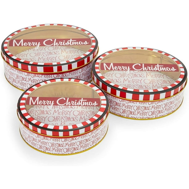 Download 3 Pack Merry Christmas Santa Empty Metal Cookie Nesting Tins Box Set Round Storage Containers For Cookie Candy Gift Red 3 Sizes Walmart Com Walmart Com